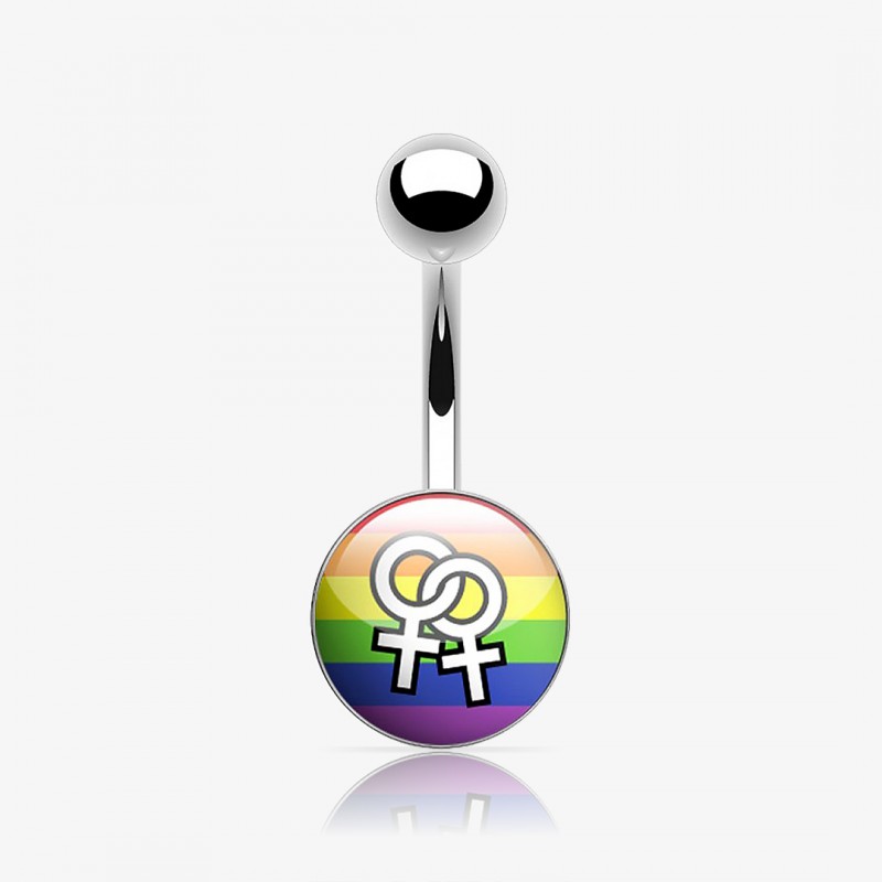 Piercing Umbigo Rainbow Duplo Strass é na ALARGS