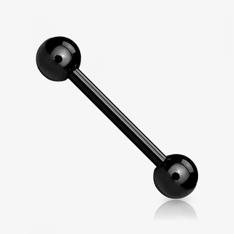 Piercing Barbell de Aço Cirúrgico Preto 1,6mm Bolinha